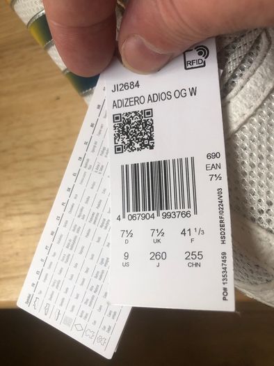 Adidas Adizero Adios OG Womens Trainers  UK 7.5 US 9 Brand New In Box