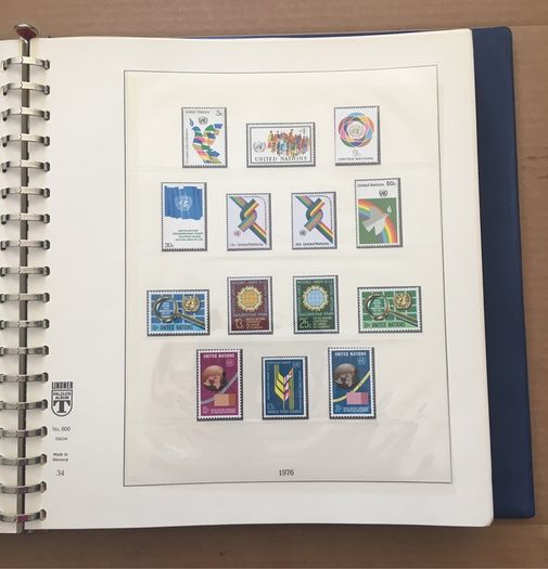 1951-1980s United Nations Stamp Collection Mint Never Hinged (MNH) in Lindner Pages housed in album (60 images showing contents)