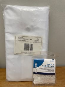 NEW Croydex Large White Shower Curtain (with hook/glider pack)