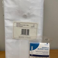 NEW Croydex Large White Shower Curtain (with hook/glider pack)