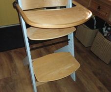 Kinderkraft ENOCK 3-in-1 Wooden High Chair Low Baby Removable Safety Bar and Strap Adjustable Backrest from 6 Months to 10 Years Grey