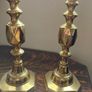 Antique brass Queen of Diamonds candlesticks pair Image 3
