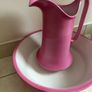 Unique tall antique Pink jug & bowl Image 2