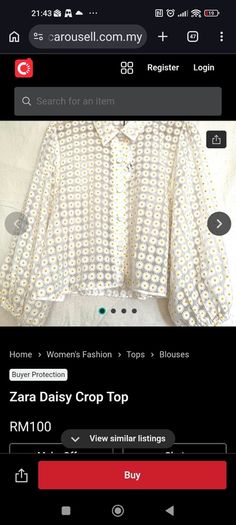 Zara daisy print puff sleeve blouse
