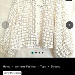 Zara daisy print puff sleeve blouse