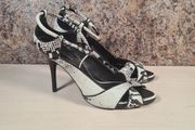 Karen Millen Snakeskin Stiletto High Heels Peep Toe Size Uk 7 Eu 40