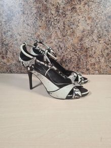 Karen Millen Snakeskin Stiletto High Heels Peep Toe Size Uk 7 Eu 40