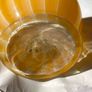 Vintage mid centuty Italian murano style hand blown art glass vase yellow & white swirls Image 3