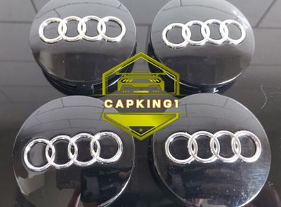 4 x Black Audi Centre Caps (60mm) - FREE POST