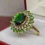 Ammolite, Tsavorite Garnet White Zircon Ring Image 4