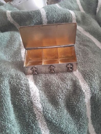 old silver plate religious box