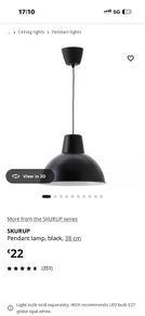 Ikea ceiling lamp black new never used include bulb