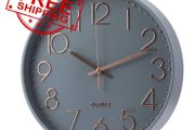 NEW SALE | Wall Clock Battery Operated Silent Non-ticking Wall Clock 12 Inch Modern Quartz Design Decorative Indoor Kitchen Office Grey