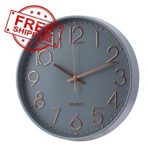 NEW SALE | Wall Clock Battery Operated Silent Non-ticking Wall Clock 12 Inch Modern Quartz Design Decorative Indoor Kitchen Office Grey