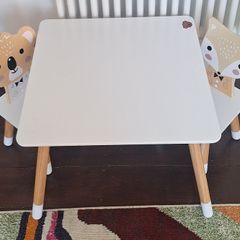 Wooden Kids Table and 2 Chair Set
