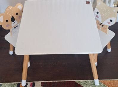Wooden Kids Table and 2 Chair Set
