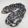 Antique Venetian Style Deep Teal Blue Glass Beads Necklace Image 5
