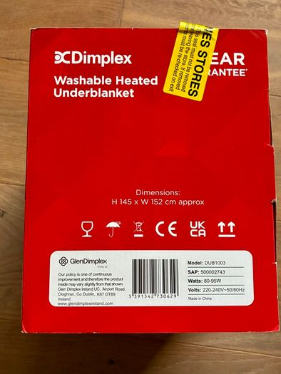 Dimplex King Washable Heated Under Blanket