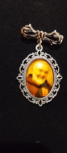 Silver St Padre Pio Blessed Brooch