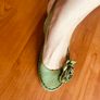Sage Green Leather Rose Wedges Image 5