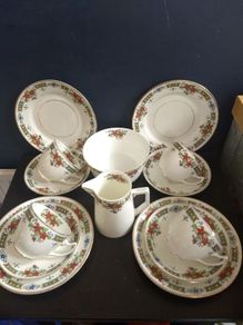 Fabulous George Proctor & Co. Gladstone China Tea for Four Teaset in a Fabulous Art Deco Period Design with Hand Painted Elements