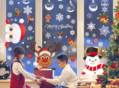 385 Pcs Christmas Window Stickers 10 Sheets Double Sides Xmas Window Decorations Santa Clings (FREE POSTAGE