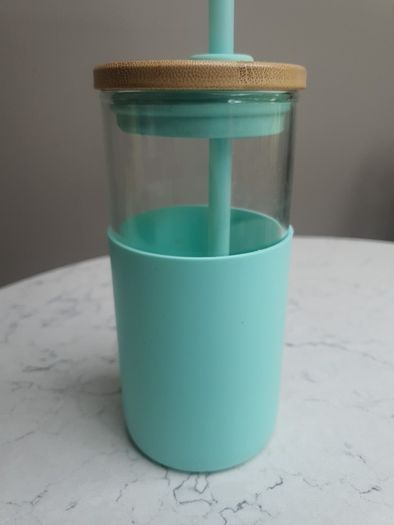 TRONCO Glass Tumbler with Bamboo lid Silicone Sleeve and Straw