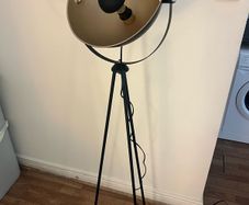 Black and Gold Tripod Floor Lamp with additional Mirrored Bulb