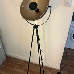 Black and Gold Tripod Floor Lamp with additional Mirrored Bulb
