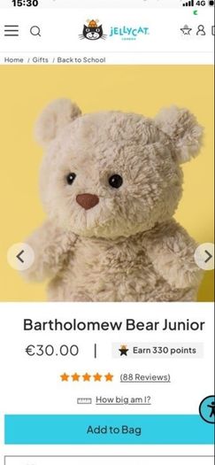 New JELLYCAT Bartholomew Bear Junior