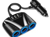 New 3 Way 12V 24V Cigarette Lighter Lead Splitter 120W 3 USB 3.1A ports #1368