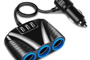 New 3 Way 12V 24V Cigarette Lighter Lead Splitter 120W 3 USB 3.1A ports #1368
