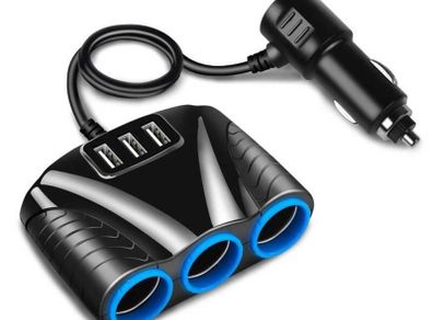 New 3 Way 12V 24V Cigarette Lighter Lead Splitter 120W 3 USB 3.1A ports #1368