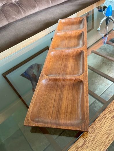 Long Mid Century Moder Genuine Antique Danish Design Handcrafted Wooden Tray