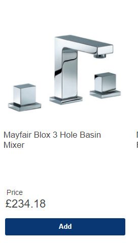 Mayfair Blox 3 Hole Bath Tap Set