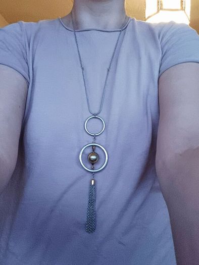 Long two-tone and tassel necklace
