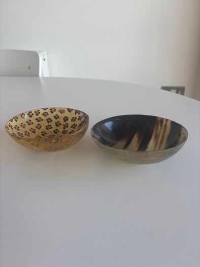 Two handmade cow horn bowls from Kenya