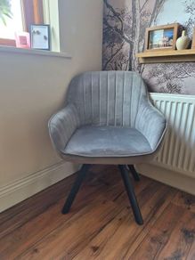 grey suedette armchair