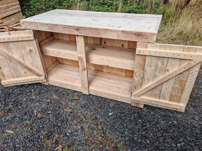 Rustic kitchen island with overhang