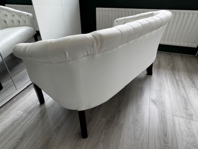 Sofa, 2-seater, white faux leather