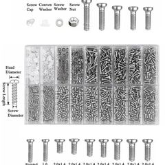 1000PCS Glasses Screw Set Nose Support Lens Leg Nut Frameless Glasses Spacer Cap Accessories 18 Specification Screw Set Box