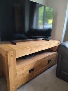 Solid Oak TV unit, Side Board and Book Case