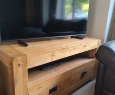 Solid Oak TV unit, Side Board and Book Case