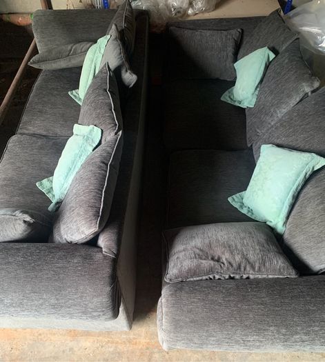 Pair of Large Custom-Made Grey Sofas