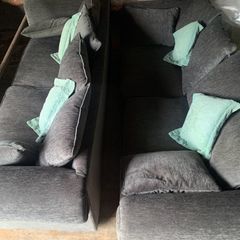 Pair of Large Custom-Made Grey Sofas