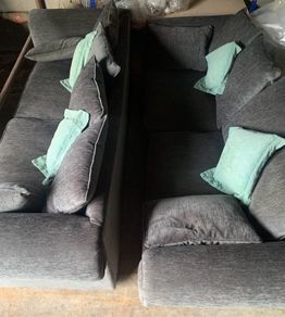 Pair of Large Custom-Made Grey Sofas