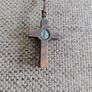 Old vintage olive wood rosary crucifix Saint Benedict on a cord in good condition with signs of age FREE STANDARD POSTAGE INCLUDED Image 3