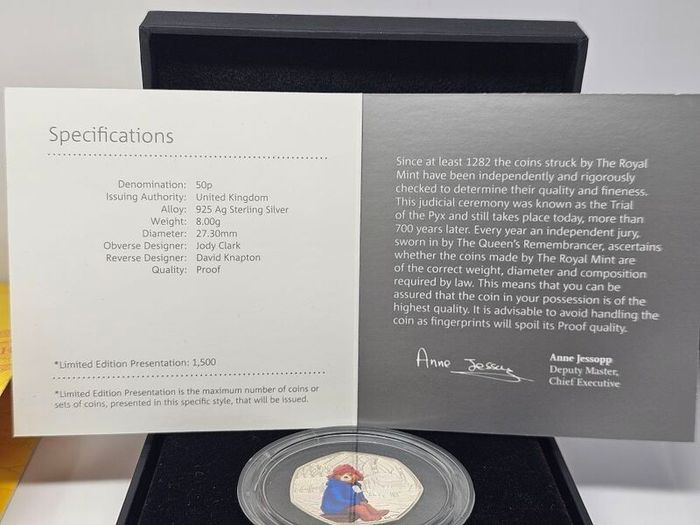 Royal Mint 2018 Silver Proof 50p Fifty Pence Paddington at the Station Coin in Original Holder with COA