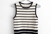 Pre Owned Classic Nautical Navy &amp; Cream Striped Fine Knit Top