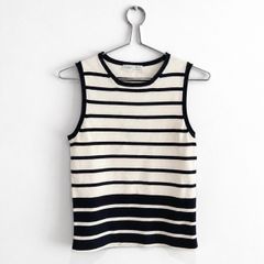 Pre Owned Classic Nautical Navy & Cream Striped Fine Knit Top